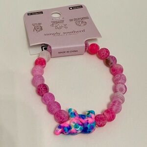 Simply Southern Pink Beads with Pink Blue Yellow Elephant Tracker Bracelet